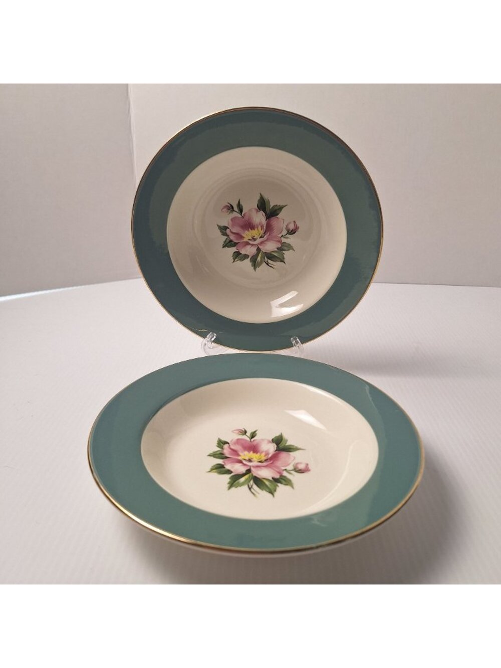 SET OF (2) HOMER LAUGHLIN SOUP BOWLS CENTURY SERVICE SEMI VITREOUS EMPIRE GREEN